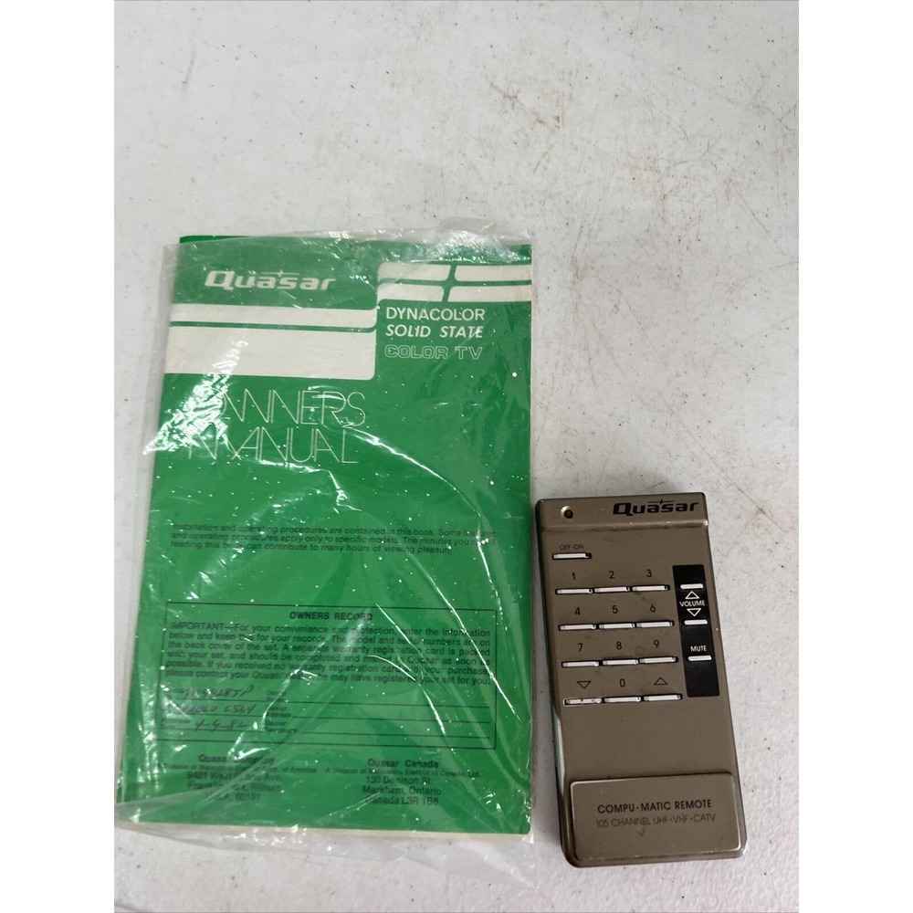 Vintage Quasar Compu-Matic Control Center Television TV Remote NOS TR-15